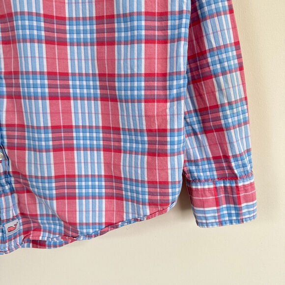 Vineyard Vines Slim Fit Murray Shirt Button Front Long Sleeve Blue Red Plaid L - Picture 6 of 9